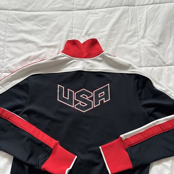 Nike Mens Size Medium Jacket Red Blue Full Zip Track USA Olympic Collared - Picture 8 of 8
